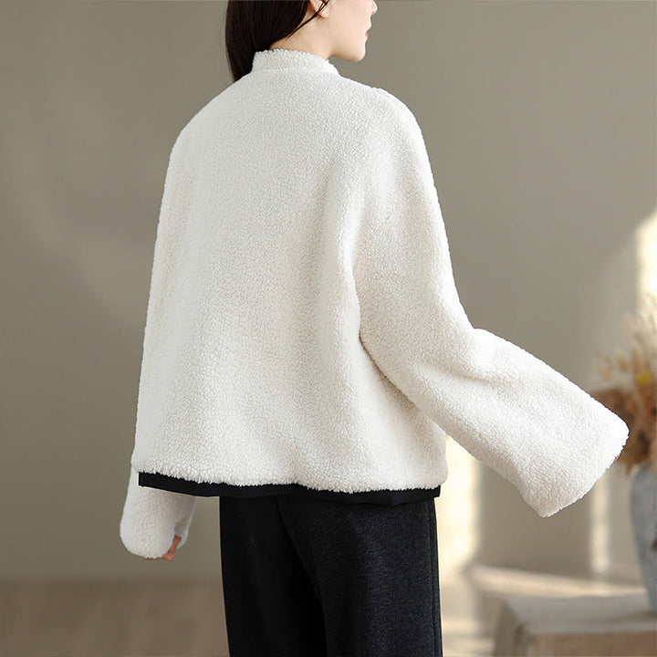 Kurtka termiczna damska z długim rękawem i guzikami "Buddha Stones White Willow Leaves" z żabą - image 2