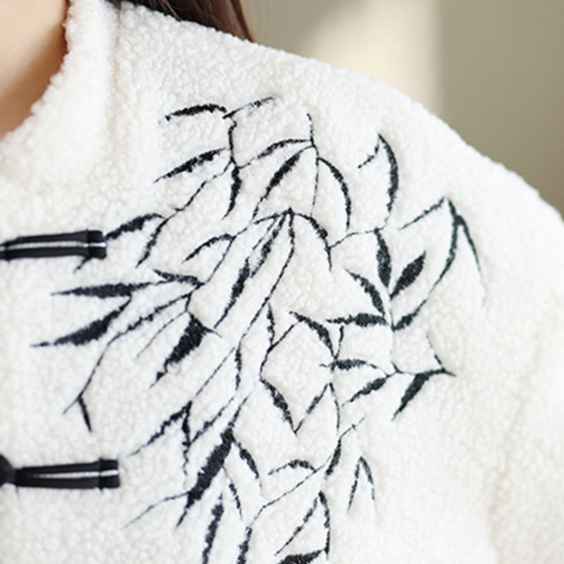 Kurtka termiczna damska z długim rękawem i guzikami "Buddha Stones White Willow Leaves" z żabą - image 8