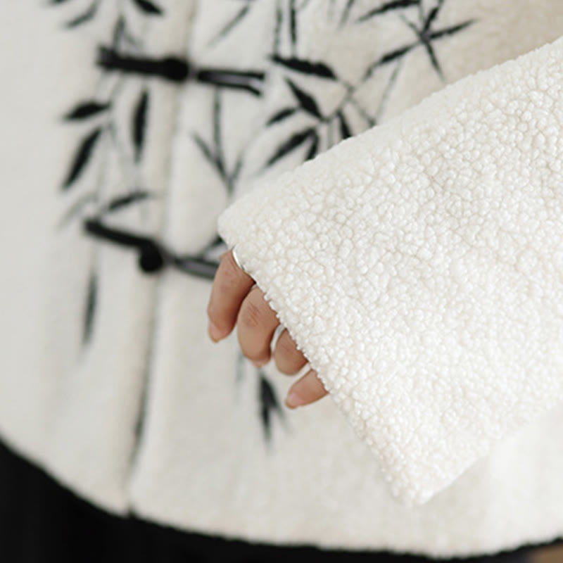 Kurtka termiczna damska z długim rękawem i guzikami "Buddha Stones White Willow Leaves" z żabą - image 9