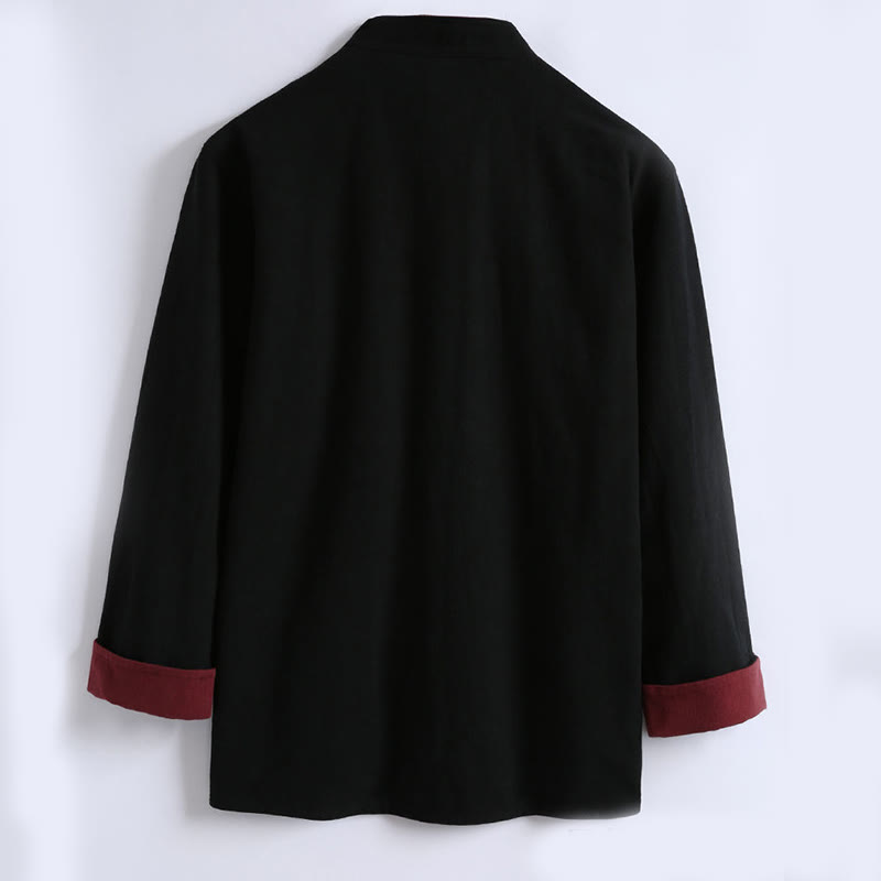 Kurtka męska z długim rękawem z bawełny z długimi rękawami i rewersem w stylu chińskim z Buddha Stones - image 4