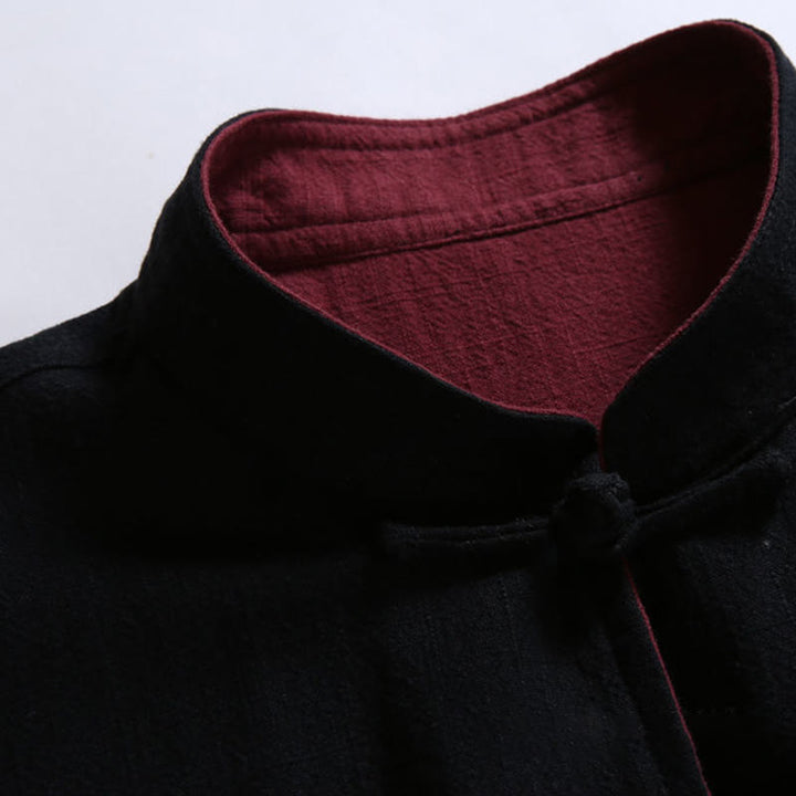 Kurtka męska z długim rękawem z bawełny z długimi rękawami i rewersem w stylu chińskim z Buddha Stones - image 6