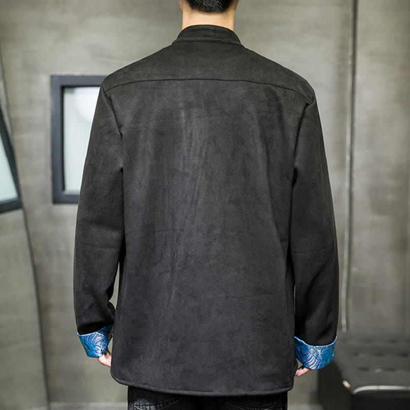 Kurtka męska zamszowa z bawełny z długimi rękawami i kieszeniami " Buddha Stones Fall Waves Frog-Button" - image 18