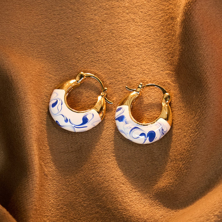 Kolczyki w kształcie litery U z Buddha Stones platerowane miedzią 18-karatowego złota, emaliowane, uzdrawiające szczęście - image 4