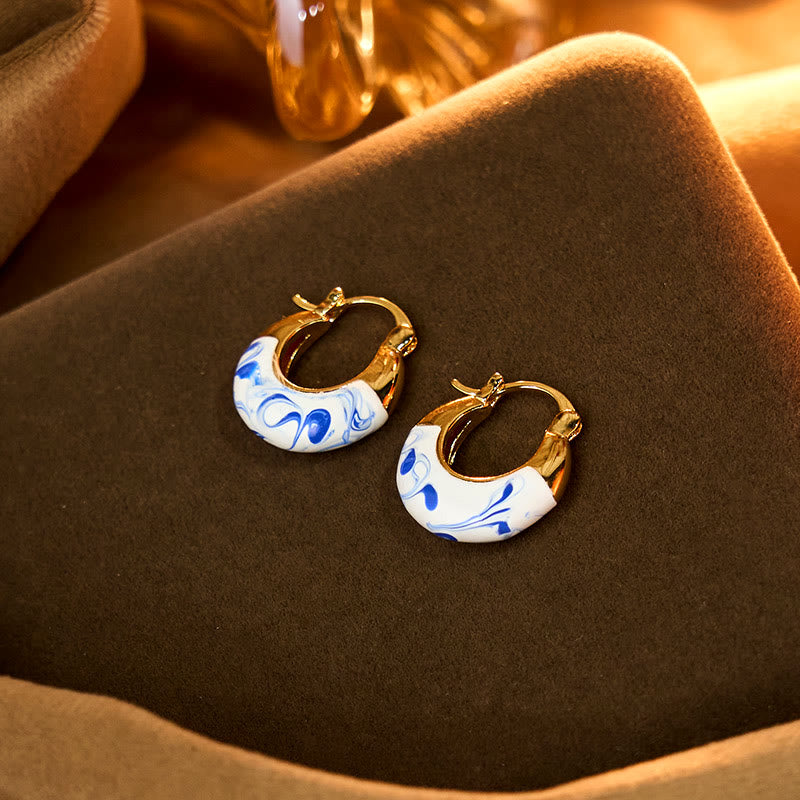 Kolczyki w kształcie litery U z Buddha Stones platerowane miedzią 18-karatowego złota, emaliowane, uzdrawiające szczęście - image 3