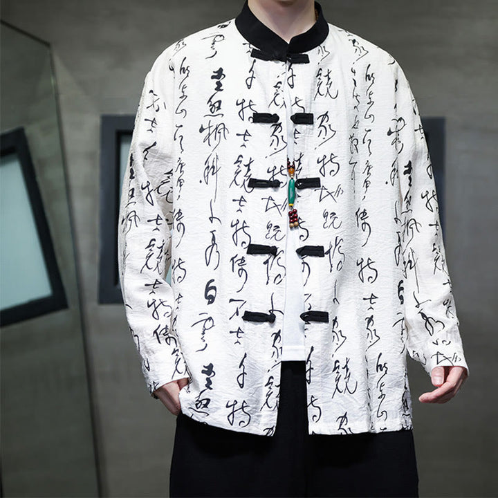 Buddha Stones Wiosna Jesień Kaligrafia Żaba Kurtka męska z długim rękawem - image 4