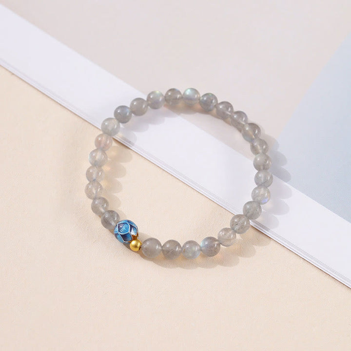 Bransoletka z naturalnego kamienia księżycowego i lotosu z motywem miłości Buddha Stones - image 1