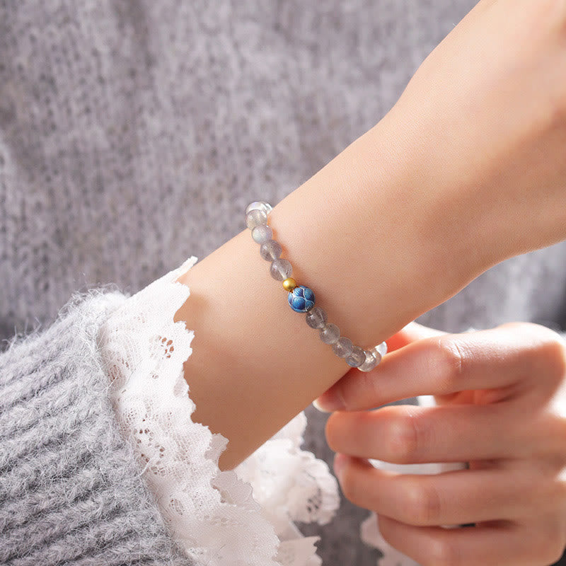 Bransoletka z naturalnego kamienia księżycowego i lotosu z motywem miłości Buddha Stones - image 4