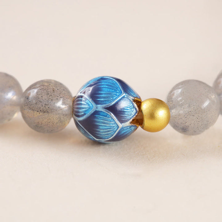 Bransoletka z naturalnego kamienia księżycowego i lotosu z motywem miłości Buddha Stones - image 9