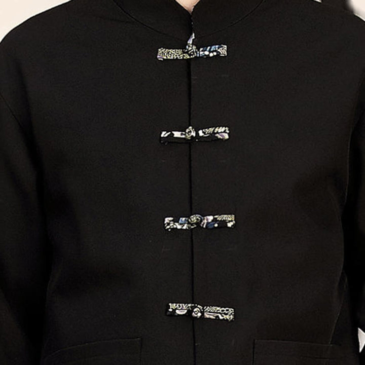 Buddha Stones, 2-częściowy zestaw Tang Suit, męska koszula z długim rękawem i guzikami w kształcie żaby, fale, spodnie, odzież - image 17