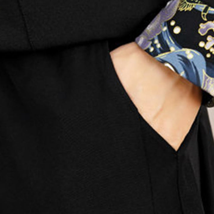 Buddha Stones, 2-częściowy zestaw Tang Suit, męska koszula z długim rękawem i guzikami w kształcie żaby, fale, spodnie, odzież - image 21