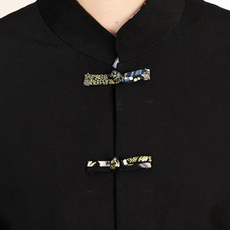 Buddha Stones, 2-częściowy zestaw Tang Suit, męska koszula z długim rękawem i guzikami w kształcie żaby, fale, spodnie, odzież - image 16