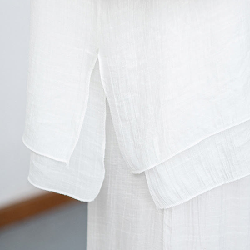 Buddha Stones, 2 sztuki, biała koszula z długim rękawem i dekoltem w serek, szerokie spodnie do medytacji dla kobiet - image 14