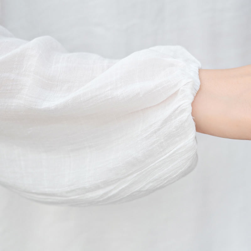 Buddha Stones, 2 sztuki, biała koszula z długim rękawem i dekoltem w serek, szerokie spodnie do medytacji dla kobiet - image 11