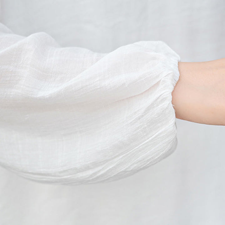 Buddha Stones, 2 sztuki, biała koszula z długim rękawem i dekoltem w serek, szerokie spodnie do medytacji dla kobiet - image 11