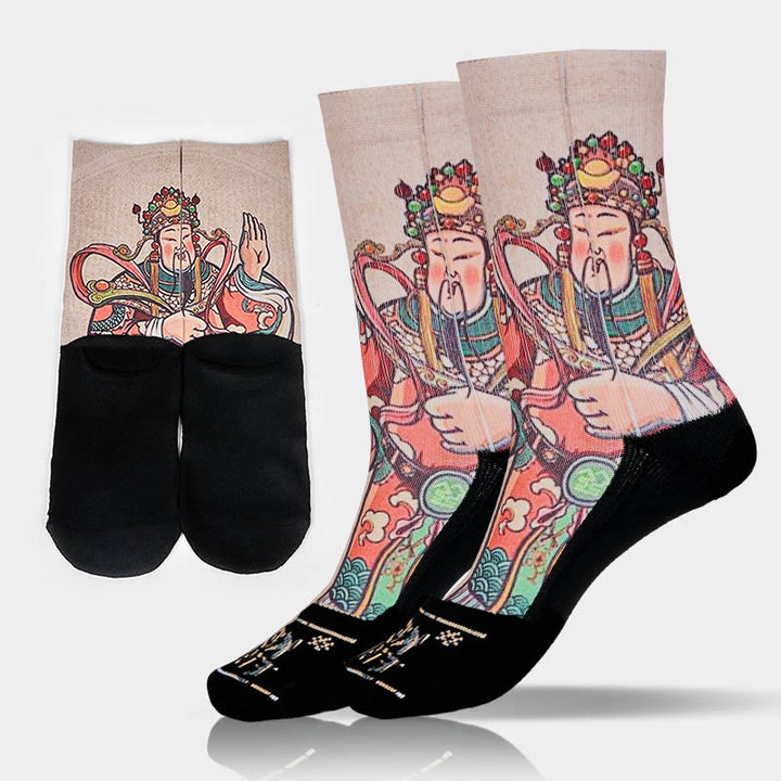 Buddha Stones, swobodny bóg bogactwa, uchwyt Ruyi, mikro skarpetki męskie i damskie unisex - Bielizna - ML (USA 7,5-12, EU 40-45, UK/AU 7-11,5, AISA 25,5-28,5 cm) - image 10
