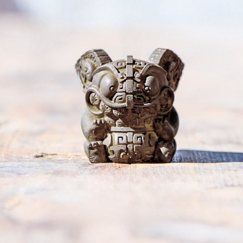 Buddha Stones ręcznie robione, złoto, połykająca bestia, proszek żelaza, odlew z żywicy, dekoracja domu - Średni 5,5*4,5*4,5 cm - image 2