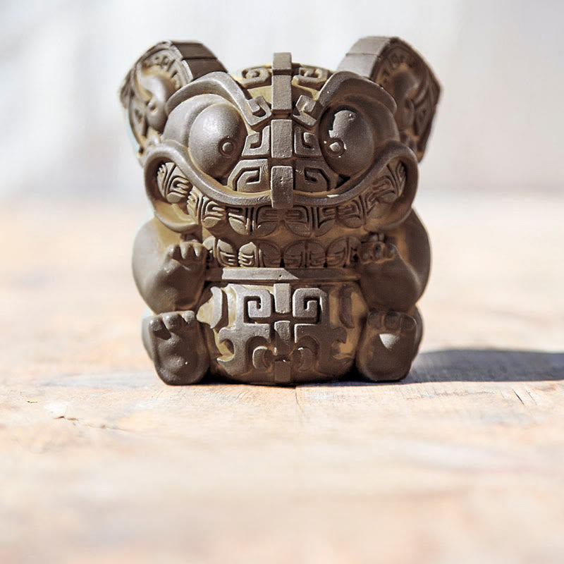 Buddha Stones ręcznie robione, złoto, połykająca bestia, proszek żelaza, odlew z żywicy, dekoracja domu - Duży 10,5*7,5*7,3 cm - image 3