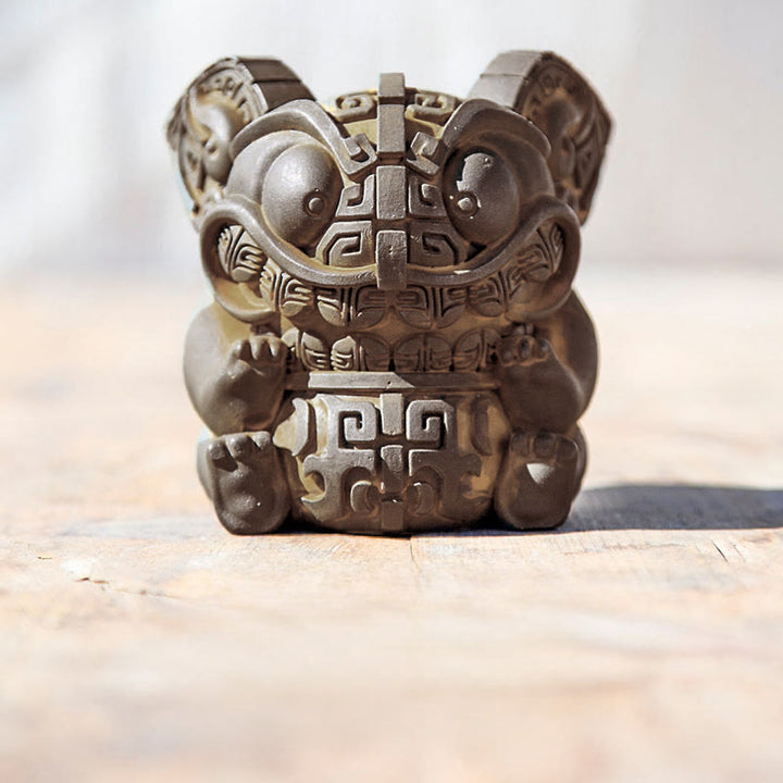 Buddha Stones ręcznie robione, złoto, połykająca bestia, proszek żelaza, odlew z żywicy, dekoracja domu - Duży 10,5*7,5*7,3 cm - image 3