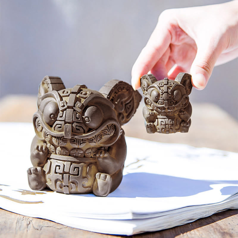 Buddha Stones ręcznie robione, złoto, połykająca bestia, proszek żelaza, odlew z żywicy, dekoracja domu - image 11