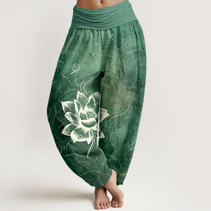 Spodnie Buddha Stones z czystej bawełny - SeaGreen - US16, UK/AU20, EU48 (3XL) - image 0