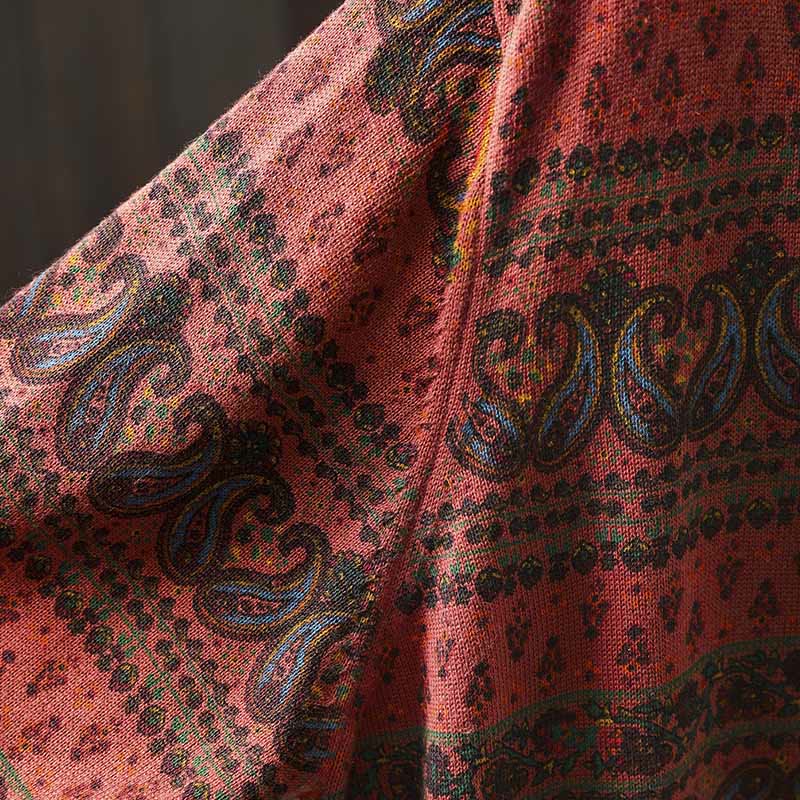 Sweter damski bawełniany z okrągłym dekoltem i kieszenią, z motywem Buddha Stones i motywem roślinnym - image 9