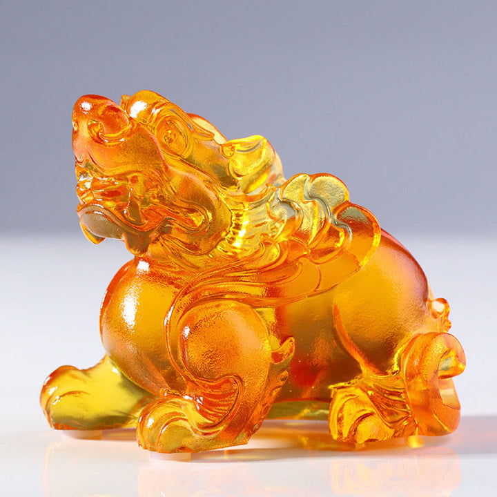 Buddha Stones Liuli Kryształ PiXiu Bogactwo Szczęście Dekoracja Domu - Żółta samica PiXiu(prawa łapa do przodu) 8,5*5*7,5 cm - image 10