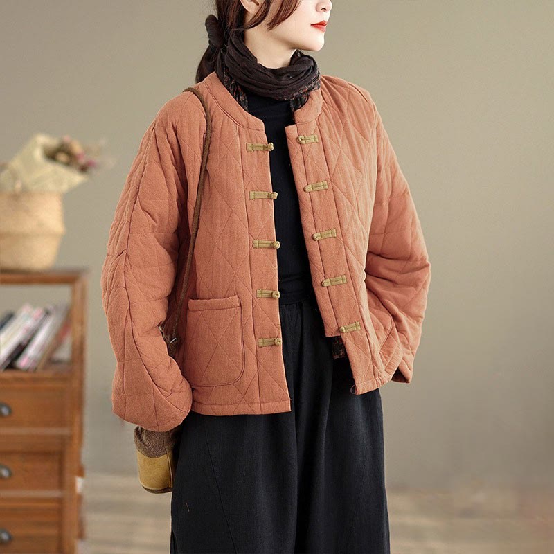 Kurtka damska Tai Chi Zen z długim rękawem i kieszeniami, z bawełny, z motywem Buddha Stones - Koral - US14, UK/AU18, EU46 (2XL) - image 0