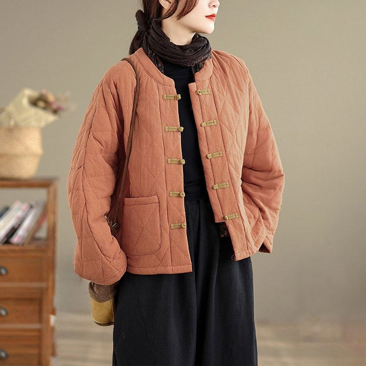 Kurtka damska Tai Chi Zen z długim rękawem i kieszeniami, z bawełny, z motywem Buddha Stones - Koral - US14, UK/AU18, EU46 (2XL) - image 0