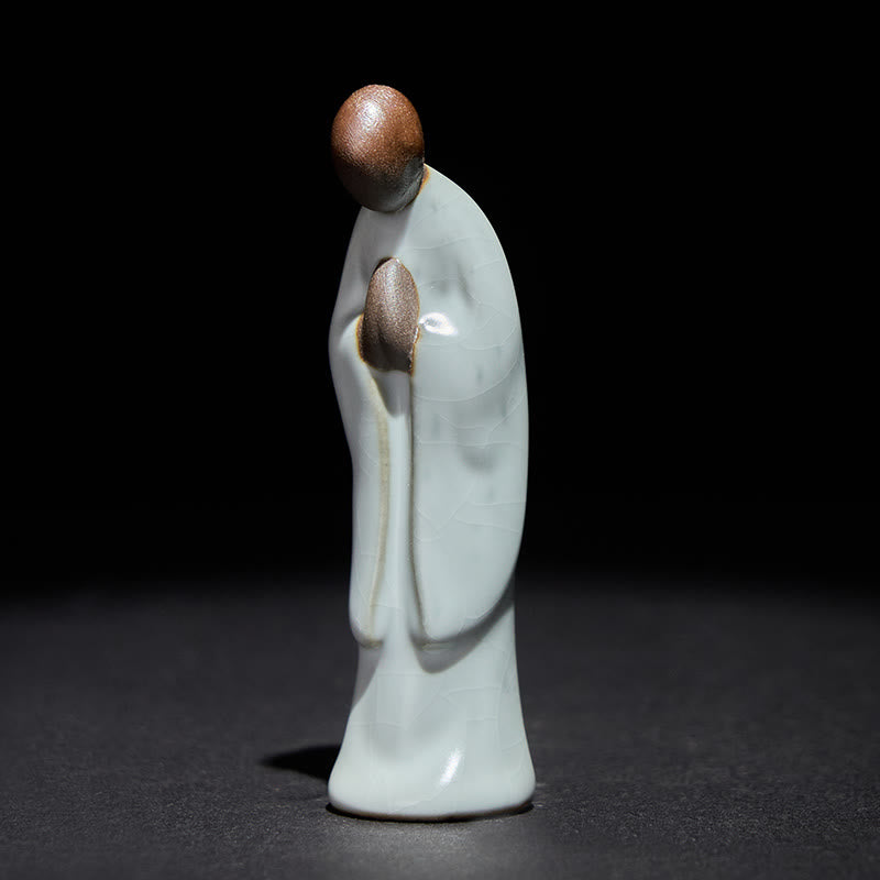 Buddha Stones, Medytacja, Mnich, Ceramiczna Figurka, Spokój, Dekoracja Domu - Szary łuk 2*2*7cm - image 0