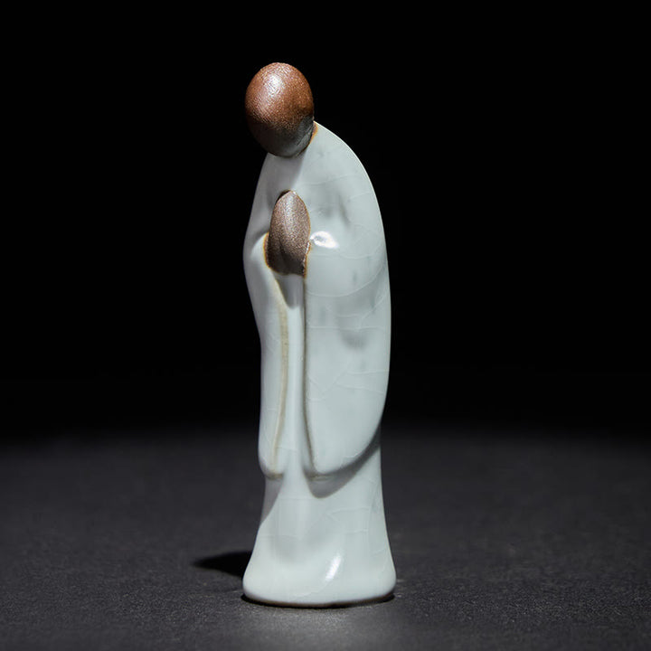 Buddha Stones, Medytacja, Mnich, Ceramiczna Figurka, Spokój, Dekoracja Domu - Szary łuk 2*2*7cm - image 0