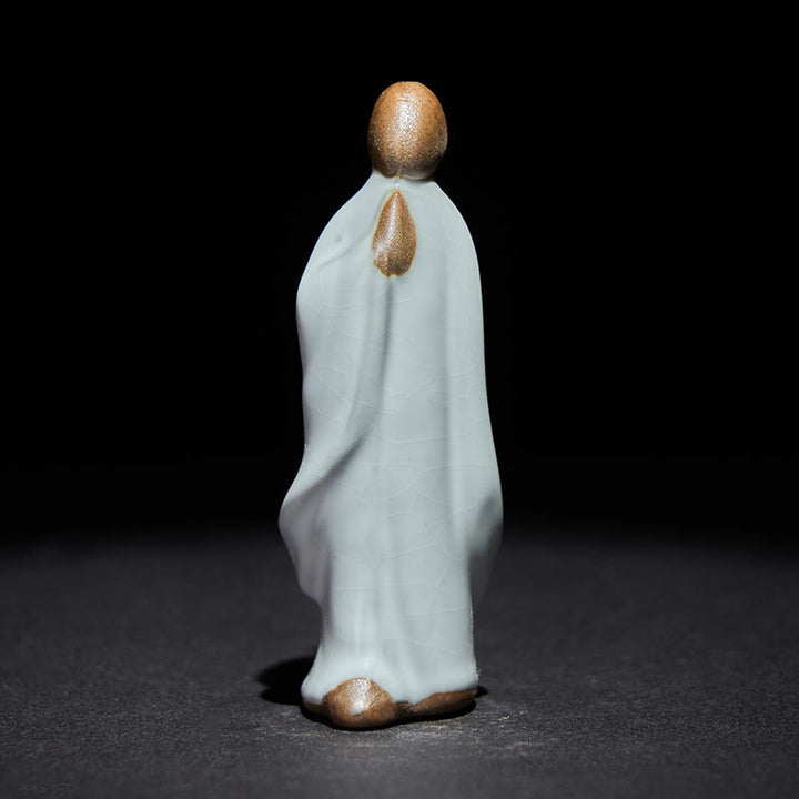 Buddha Stones, Medytacja, Mnich, Ceramiczna Figurka, Spokój, Dekoracja Domu - Szara Medytacja 3,5*2*7 cm - image 17