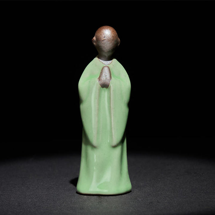 Buddha Stones, Medytacja, Mnich, Ceramiczna Figurka, Spokój, Dekoracja Domu - Zielona Kontemplacja 3*3*9,5cm - image 33