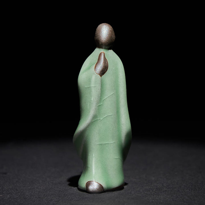 Buddha Stones, Medytacja, Mnich, Ceramiczna Figurka, Spokój, Dekoracja Domu - Zielona Medytacja 3,5*2*7 cm - image 41