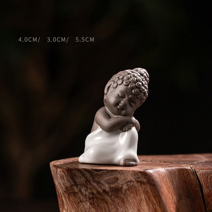 Buddha Stones, modlitwa, medytacja, odpoczywający mnich, ceramiczna figurka, spokój, dekoracja domu - Spoczynek 4*3*5,5 cm - image 9