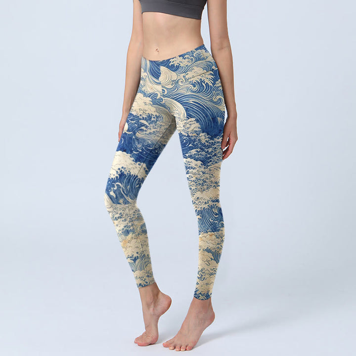 Damskie legginsy do jogi z nadrukiem w Buddha Stones - RoyalBlue - US18, UK/AU22, EU50 (4XL) - image 0