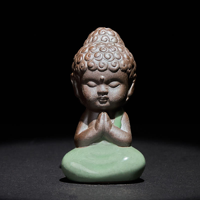 Buddha Stones, modlitwa, medytacja, odpoczywający mnich, ceramiczna figurka, spokój, dekoracja domu - Modlitwa 5*5*8,5 cm - image 0