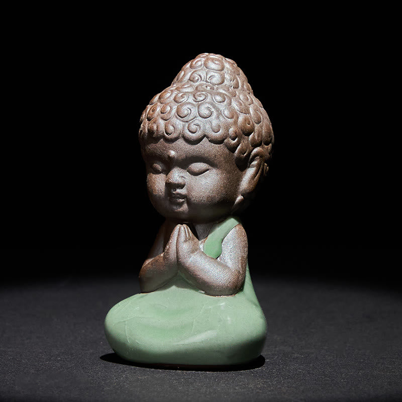 Buddha Stones, modlitwa, medytacja, odpoczywający mnich, ceramiczna figurka, spokój, dekoracja domu - image 1