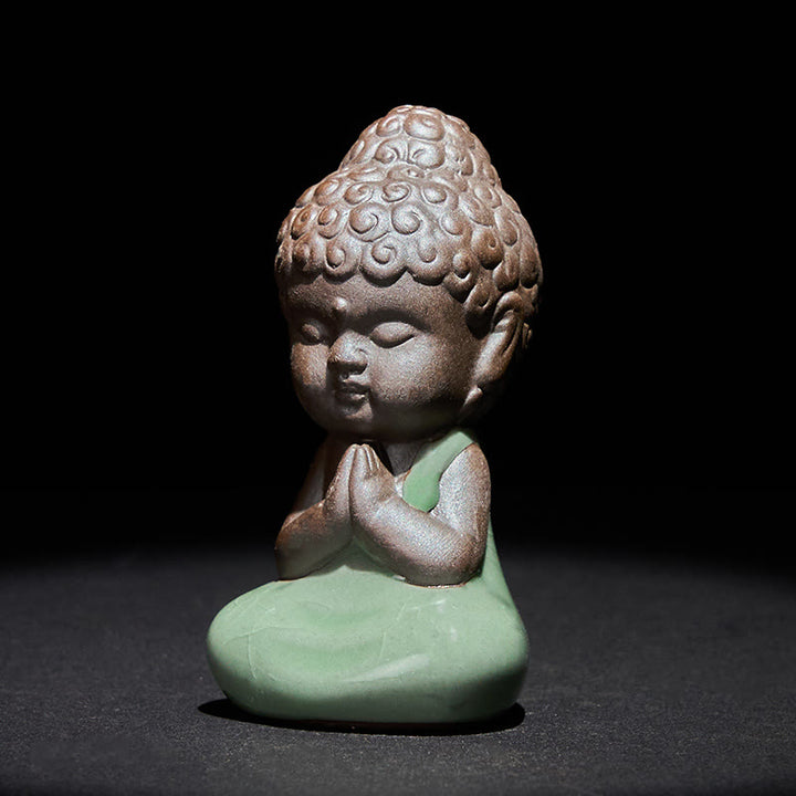 Buddha Stones, modlitwa, medytacja, odpoczywający mnich, ceramiczna figurka, spokój, dekoracja domu - image 1