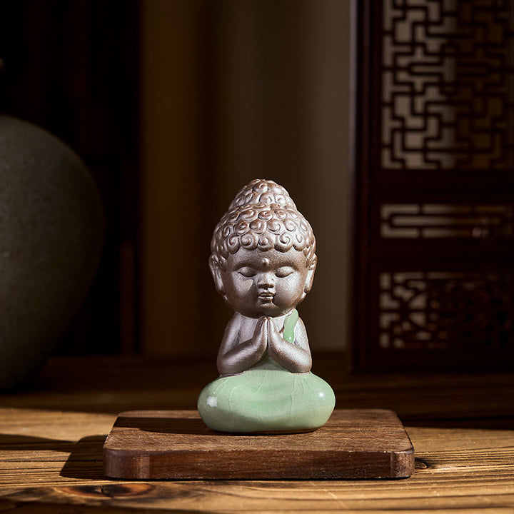 Buddha Stones, modlitwa, medytacja, odpoczywający mnich, ceramiczna figurka, spokój, dekoracja domu - image 3