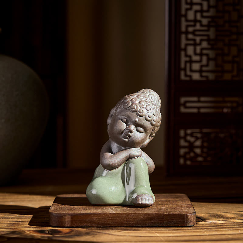Buddha Stones, modlitwa, medytacja, odpoczywający mnich, ceramiczna figurka, spokój, dekoracja domu - image 35