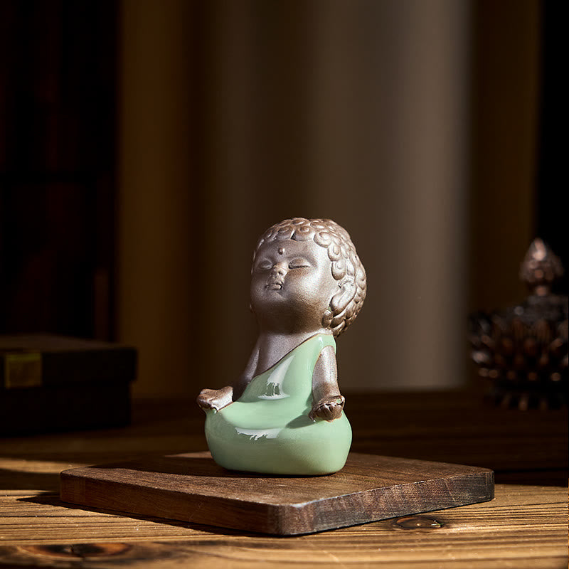 Buddha Stones, modlitwa, medytacja, odpoczywający mnich, ceramiczna figurka, spokój, dekoracja domu - image 14