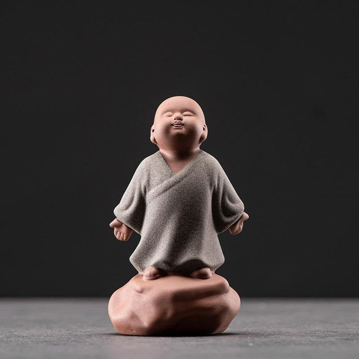 Buddha Stones patrzące w górę, odpoczywający mnich, ceramiczna figurka współczucia, dekoracja domu - Patrząc w górę szary mnich 6,5*4,5*10 cm - image 1