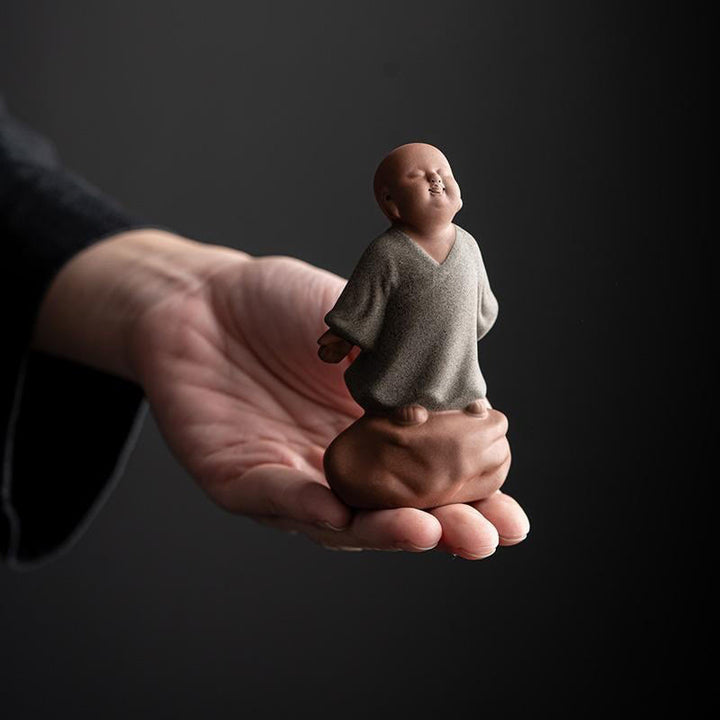 Buddha Stones patrzące w górę, odpoczywający mnich, ceramiczna figurka współczucia, dekoracja domu - image 7