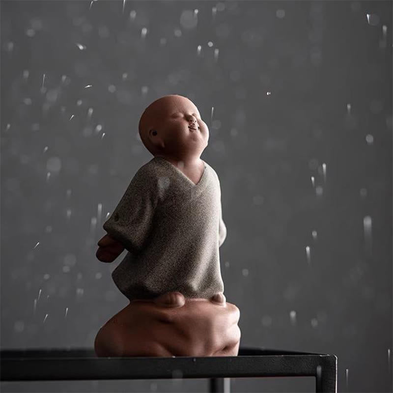 Buddha Stones patrzące w górę, odpoczywający mnich, ceramiczna figurka współczucia, dekoracja domu - image 5