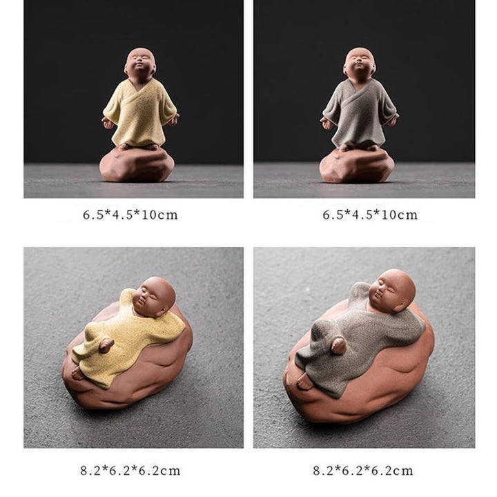 Buddha Stones patrzące w górę, odpoczywający mnich, ceramiczna figurka współczucia, dekoracja domu - image 14