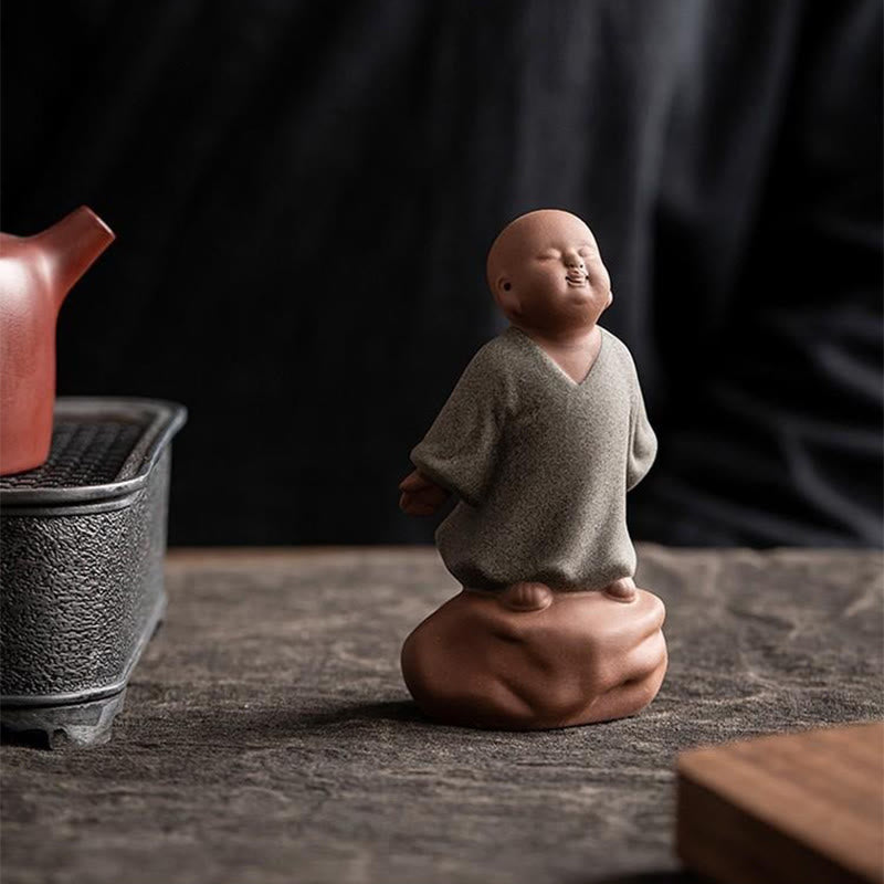 Buddha Stones patrzące w górę, odpoczywający mnich, ceramiczna figurka współczucia, dekoracja domu - image 4