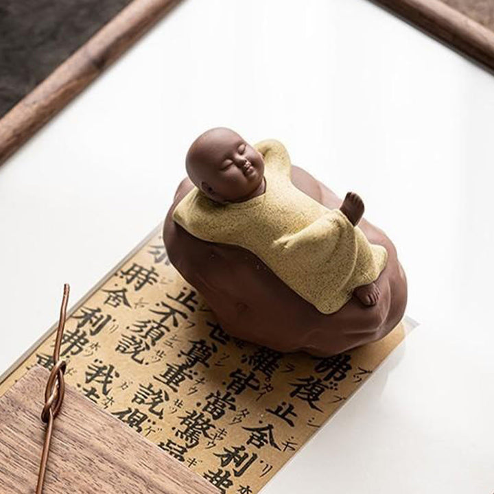 Buddha Stones patrzące w górę, odpoczywający mnich, ceramiczna figurka współczucia, dekoracja domu - image 10