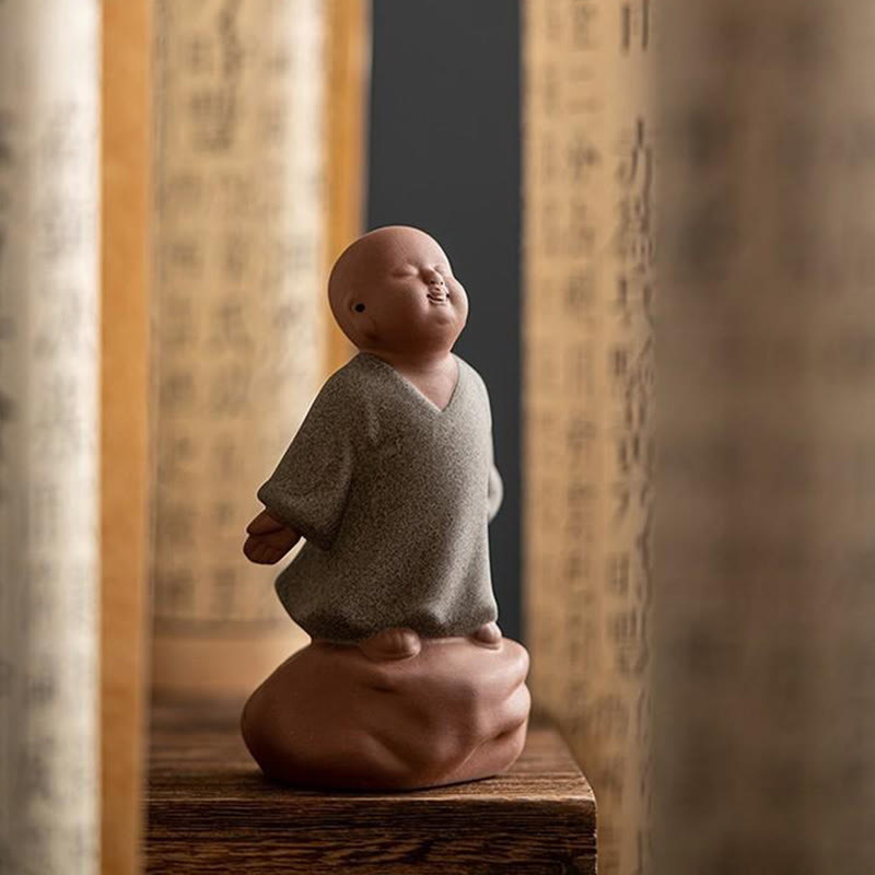 Buddha Stones patrzące w górę, odpoczywający mnich, ceramiczna figurka współczucia, dekoracja domu - image 3