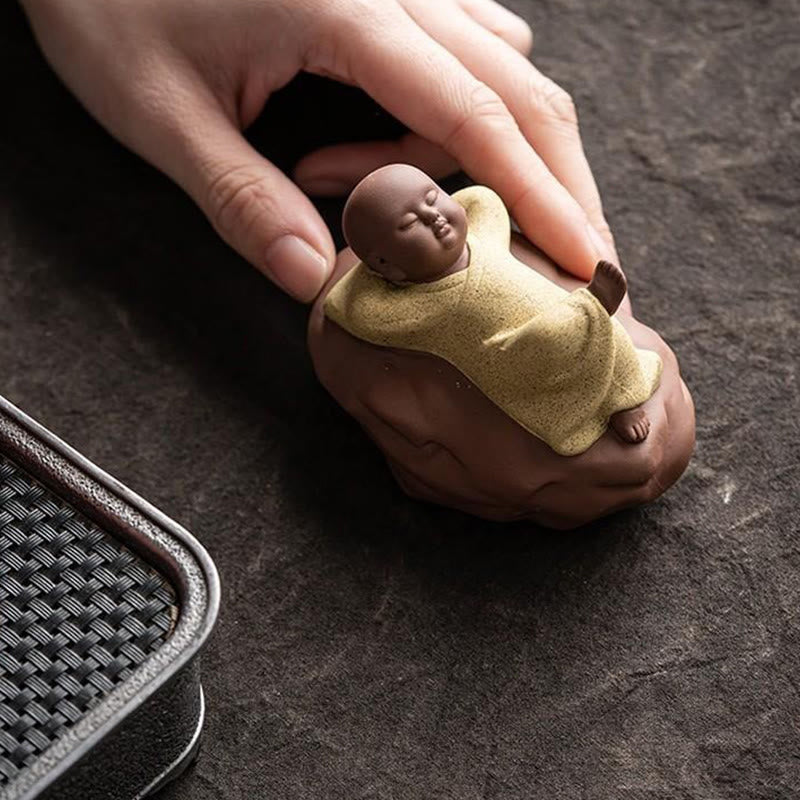 Buddha Stones patrzące w górę, odpoczywający mnich, ceramiczna figurka współczucia, dekoracja domu - image 12