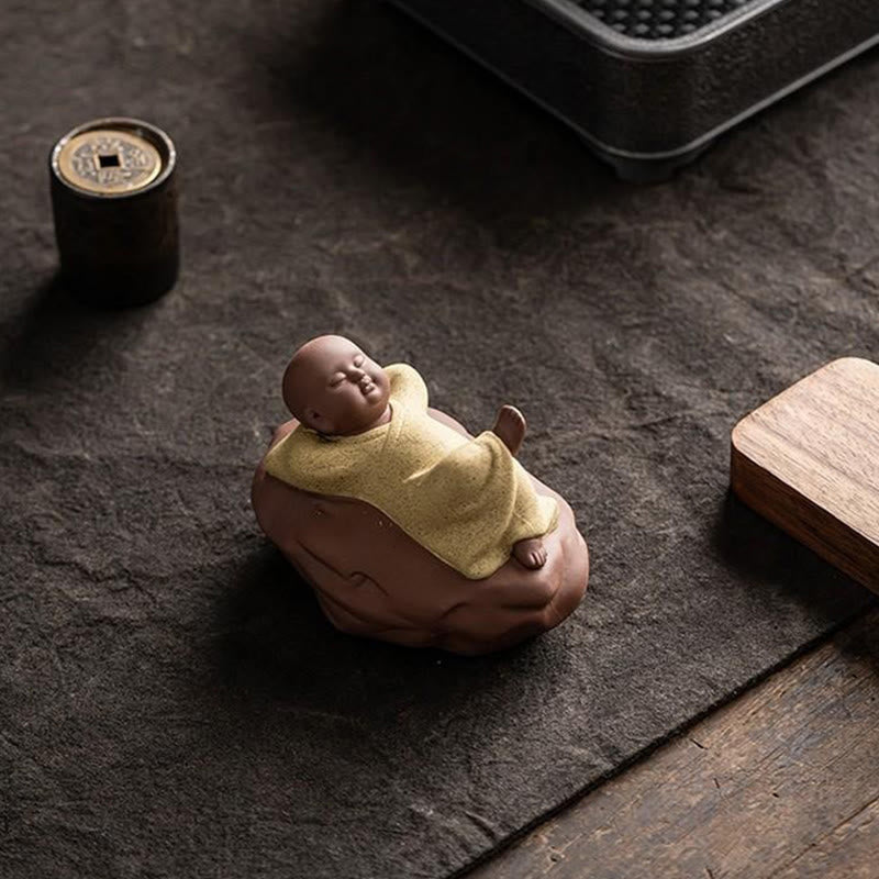 Buddha Stones patrzące w górę, odpoczywający mnich, ceramiczna figurka współczucia, dekoracja domu - image 11